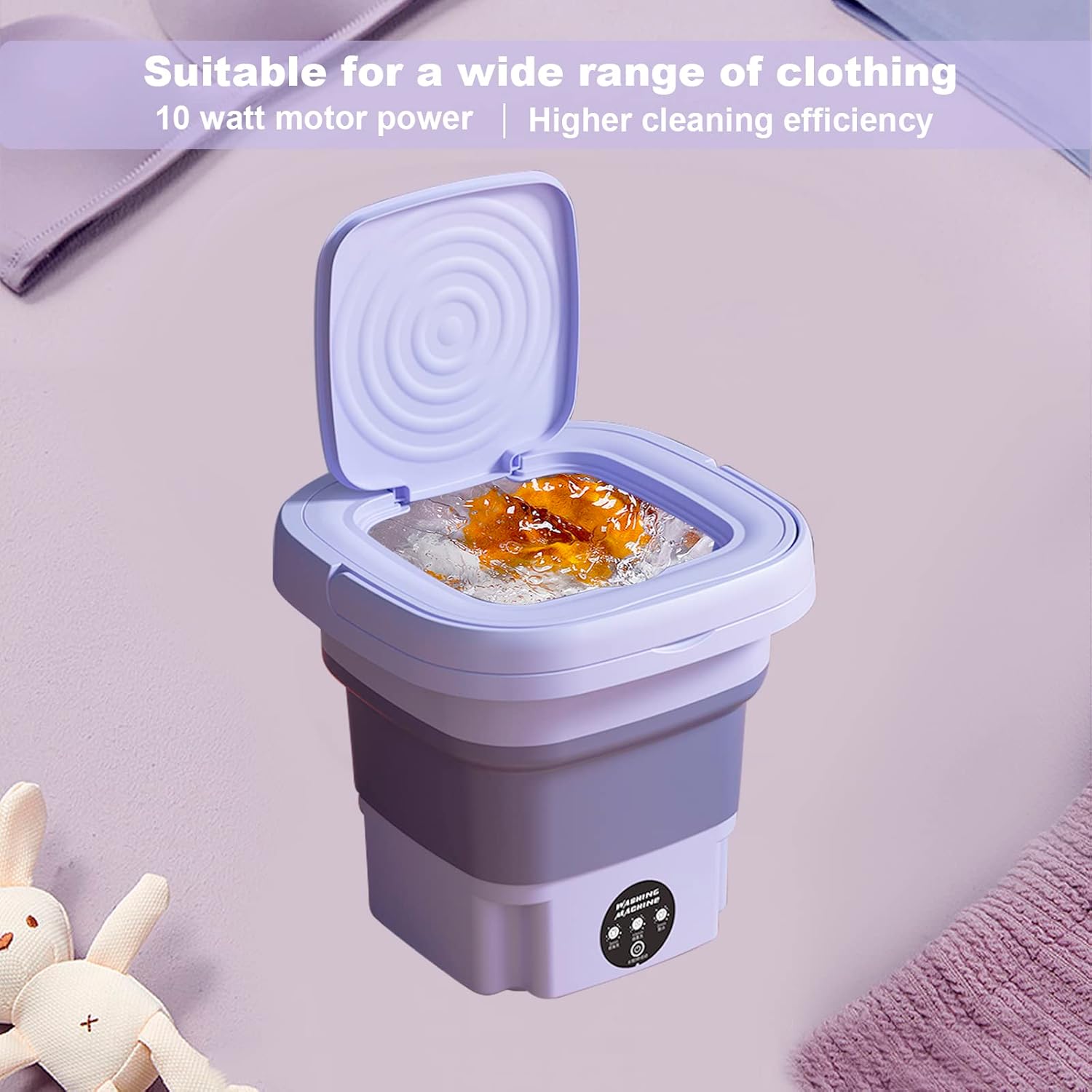 Folding Washing Machine Mini Automatic Clothes Washing Machine Portable Lightweight Underwear Washer for Travel Camping Apartment Laundry